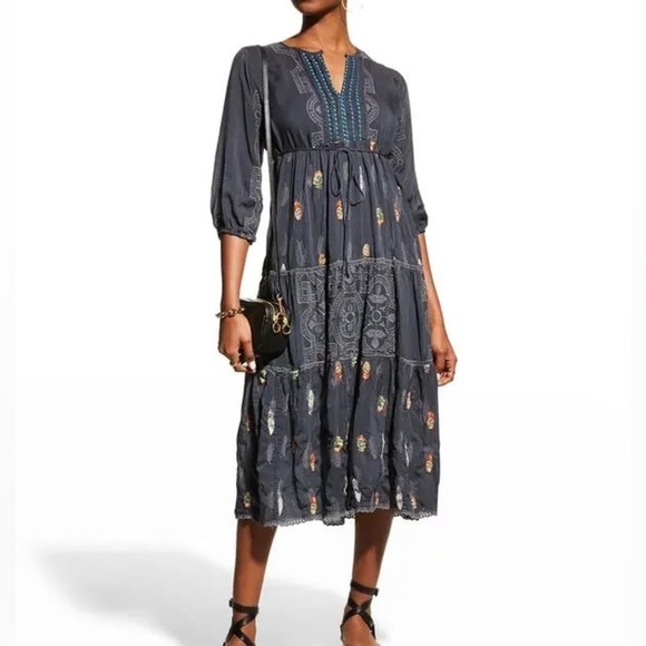 Johnny Was Stephanie Cleo Georgette Dress - Vanilla Cream Small - Picture 7 of 7